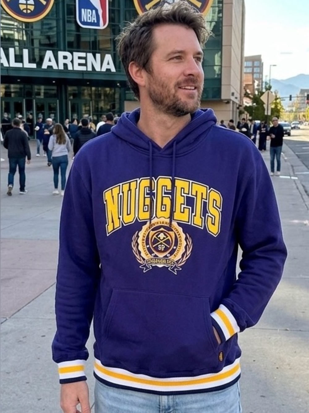 NWT Ultra Game NBA Denver Nuggets Arch Logo Hoodie - Unisex - Size Medium